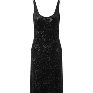 Killstar Lyra Constellation Burnout Velvet Sleeveless Maxi Dress Black NWT